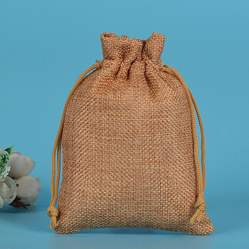 льняная сумка 7*9 см; темная пеньковая нейлоновая веревка