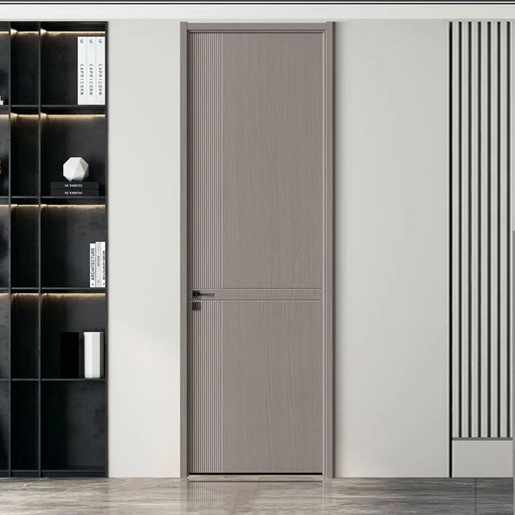 Habitación doméstica dormitorio puerta de madera LVL anti-deformación puerta de fibra de carbono de madera sólida hotel escuela conjunto interior puerta de alquiler