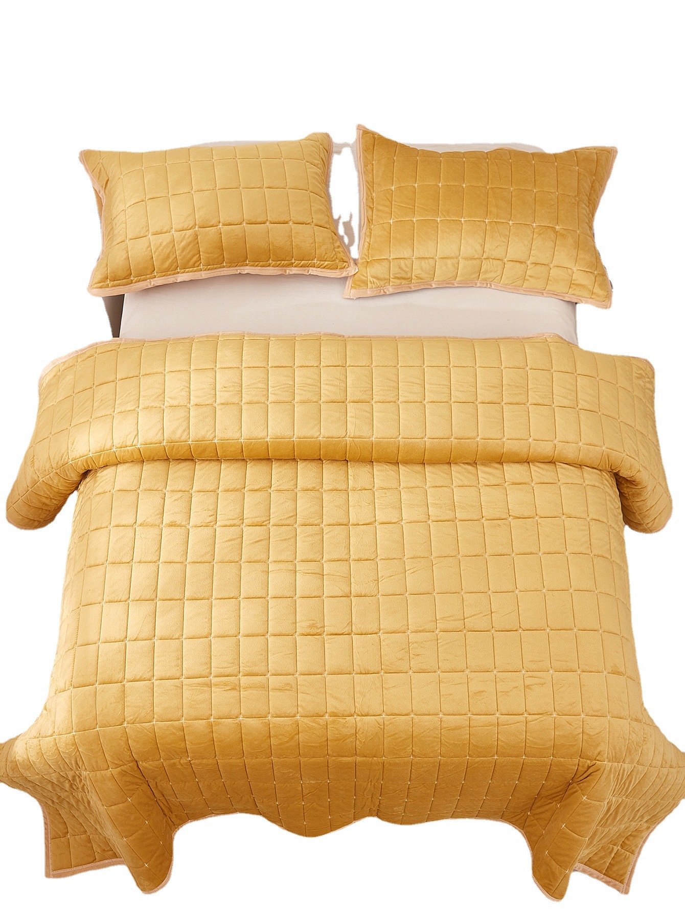 跨境专供美国亚马逊外贸家纺床上用品三件套超柔水晶绒绗缝被套件