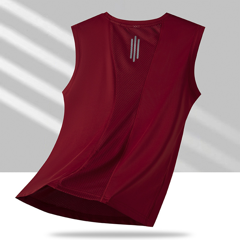 Camiseta sin mangas para hombres de verano delgada chaleco deportivo de hielo cuello redondo transpirable hombro camiseta de ejercicio para mujeres de yoga