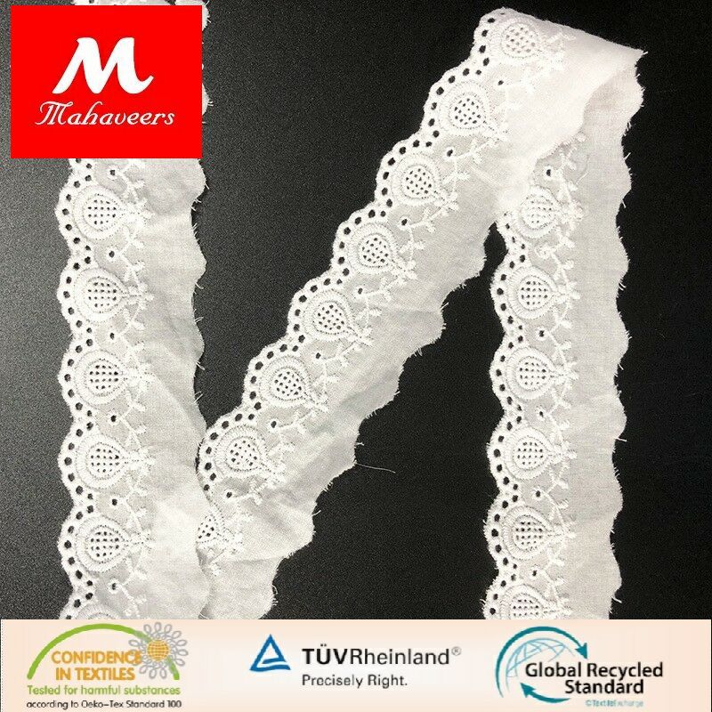 新款棉布刺绣棉线花边 现货雕孔缕空小花 服装装饰用料批发