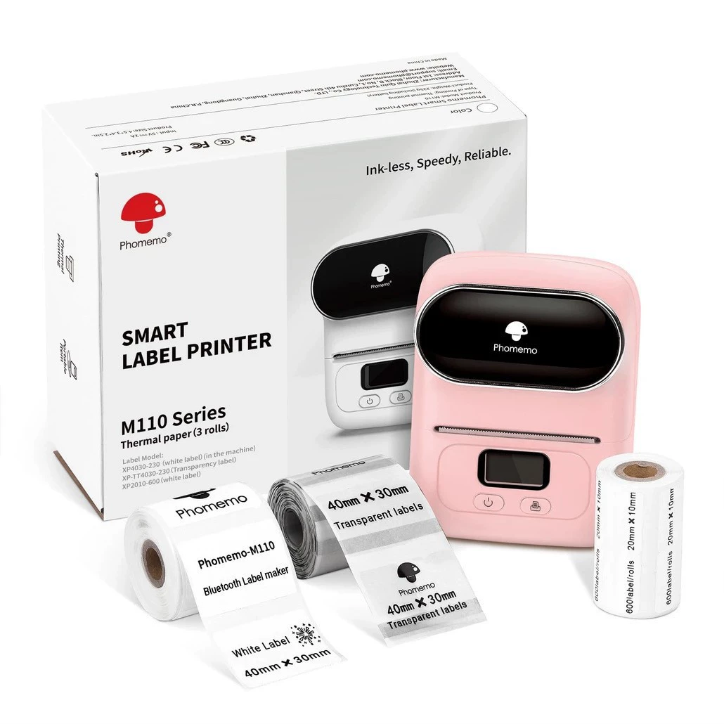 Handheld Phomemo M110/M150/M220 Thermal Label Printer, Portable Bluetooth, 20–75 mm