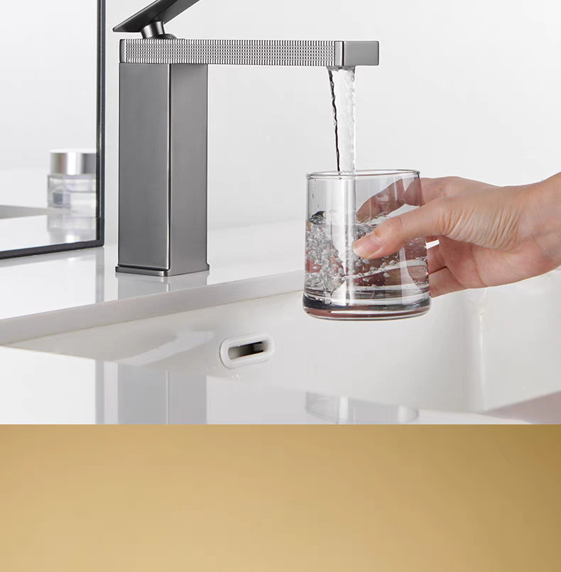 All-copper faucet, household washbasin, bathroom washbasin, hot and cold dual-purpose bathroom cabinet, gun gray faucet undefined