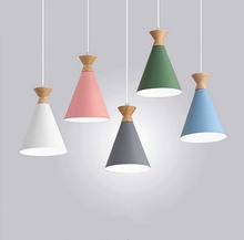 北欧彩色现代简约铁艺木吊灯餐饭厅卧室床头卡通儿童房装修灯饰具