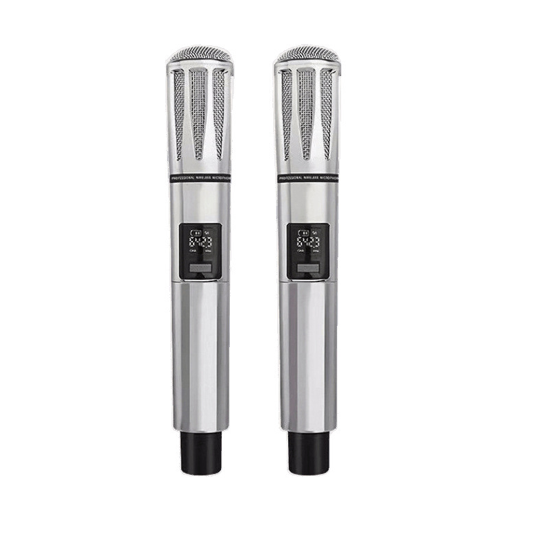 Micrófono inalámbrico de metal, canción K, audio al aire libre, tarjeta de sonido en vivo, micrófono de mano, carga, presentador