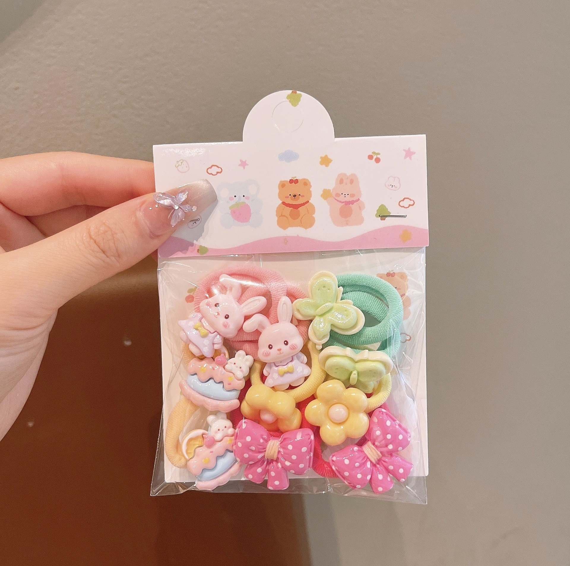 Anillo de pelo de pulgar de dibujos animados para niños, cabello para bebés, cabello para bebés, banda de pelo de alta elasticidad coreana