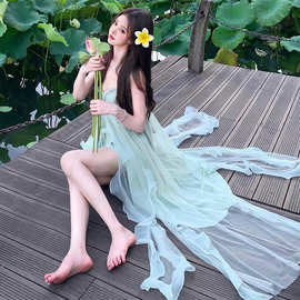 氛围感吊带连衣裙女夏季度假纱裙