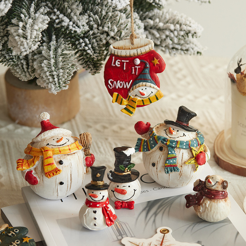 Decoraciones de Navidad colgantes de resina vintage hombre viejo muñeco de nieve árbol de Navidad decoración props guantes pequeños colgantes