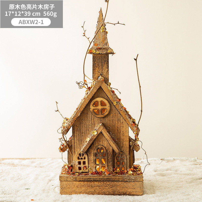 Nueva frontera Hong Kong Heng Navidad creativa madera nieve casa decoración escritorio decoración centro comercial ventana escena diseño