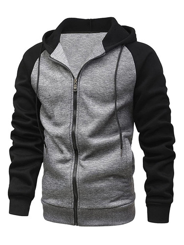 Hooded Sweatshirt Plaid Fleece-lined Men's Zip-up Hooded Jacket Casual Top Spring Loose Fit Men's Clothing