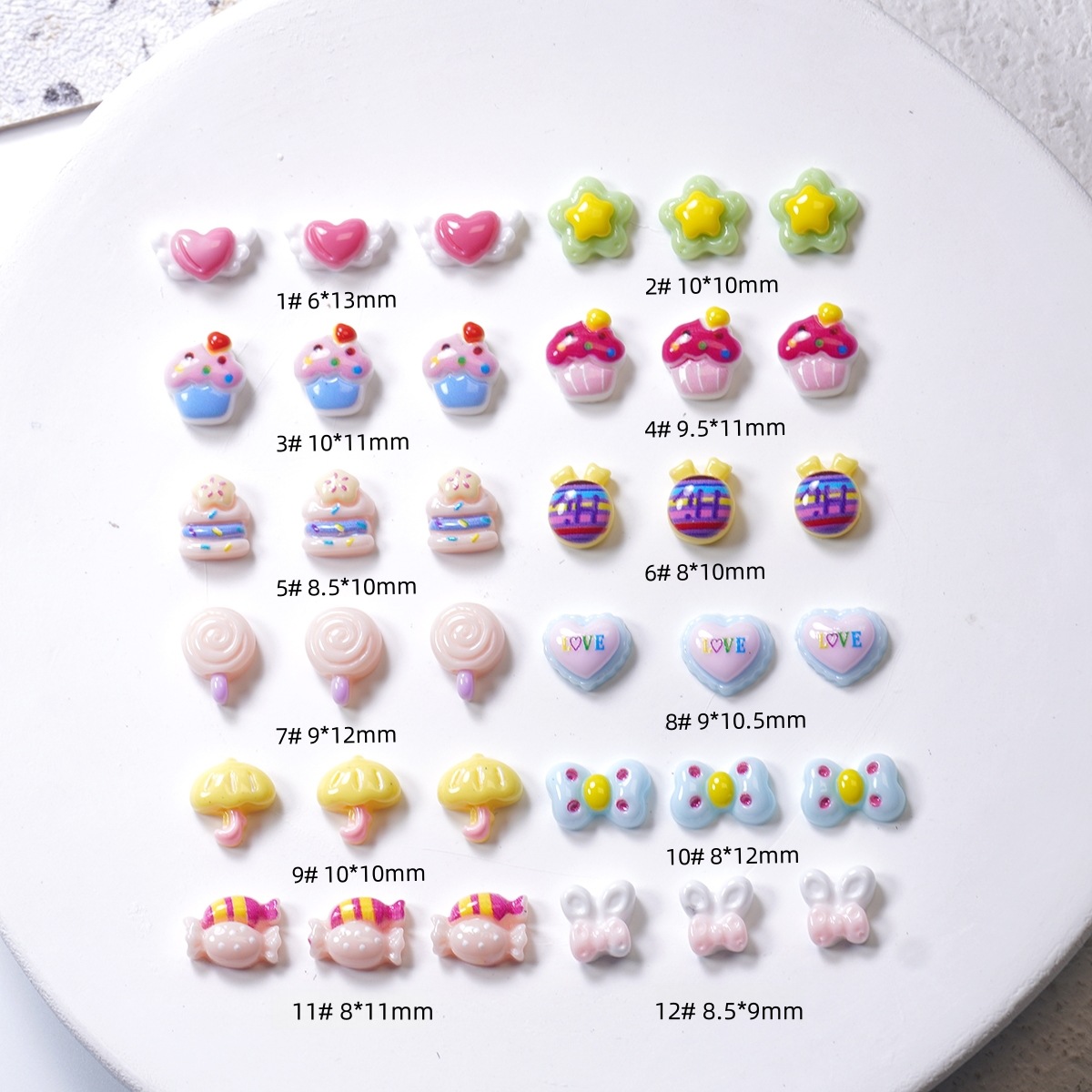糖果卡通美甲饰品可爱立体指甲配饰食玩爱心蛋糕蝴蝶结穿戴甲配件