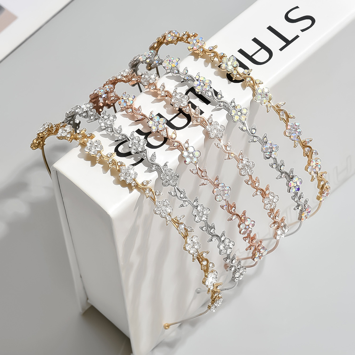 Retro francés perla coreana ins metal diamante perla flores perla