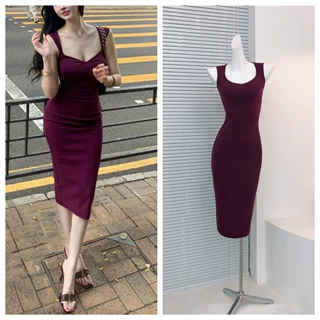 8287 美人风骨~夏季新款泰风桃心领遮副乳收腰显瘦包臀连衣裙长裙