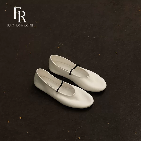 Super Soft Lambskin Ballet Shoes for Women 2026 New Flat Mary Jane Shoes French White Single Shoes Grandma Shoes