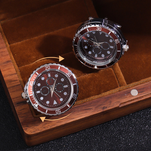 Autumn new light luxury clock cufflinks, fashionable French rotatable clock, golden cuffs, a must-have holiday gift