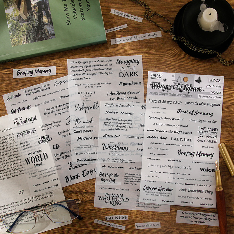 Serie de susurros en inglés Serie de sal Frases creativas en inglés Pet Libro de mano en inglés Material de decoración Pegatinas Pegatinas Transfronterizo