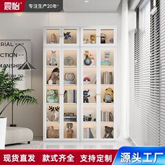 鋼製本棚鉄芸収納棚ガラス扉家庭用ロッカー展示棚子供用物置棚本棚戸棚