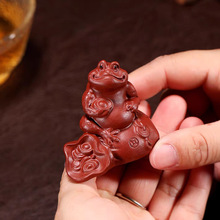 紫砂茶宠摆件手工招财进宝元宝蛙茶玩金蟾一件代发茶宠可养雕塑