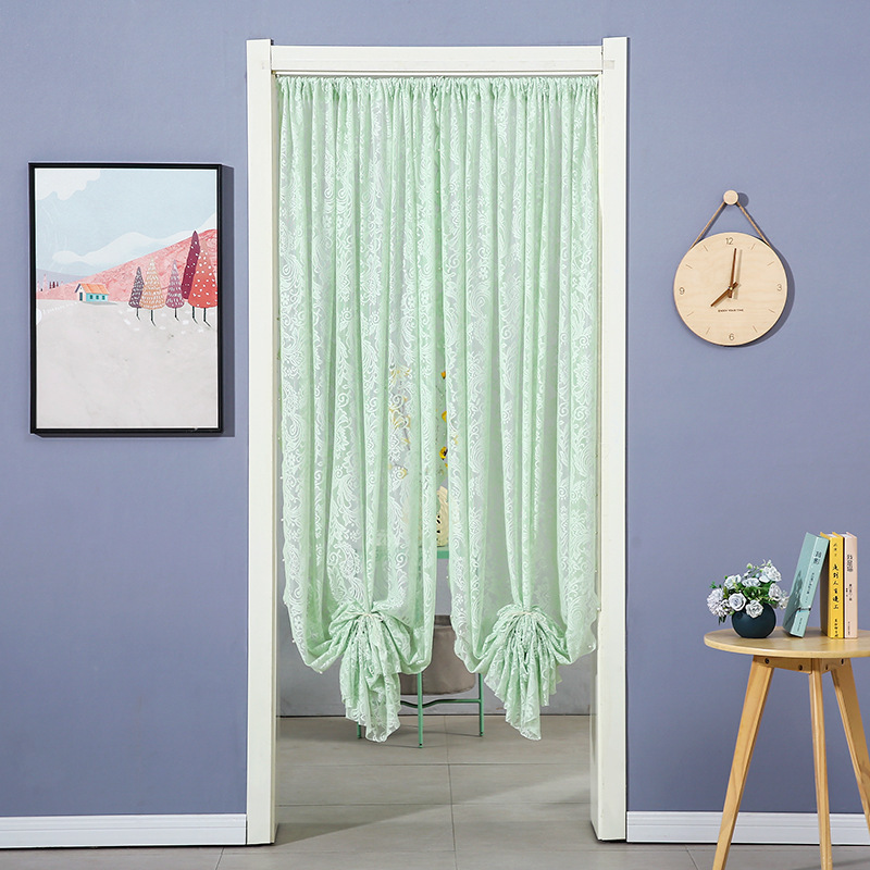 French Lace Velcro Curtain Gauze Curtain Girl's Bedroom Door Curtain Partition Curtain Non-perforated White Gauze Transparent Pervious