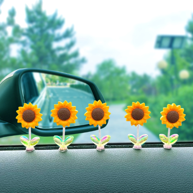 Sacudiendo la cabeza, girasol, decoración de coche, decoración de decoración de coche creativo, 2024 nueva celebridad de Internet, Douyin, el mismo estilo