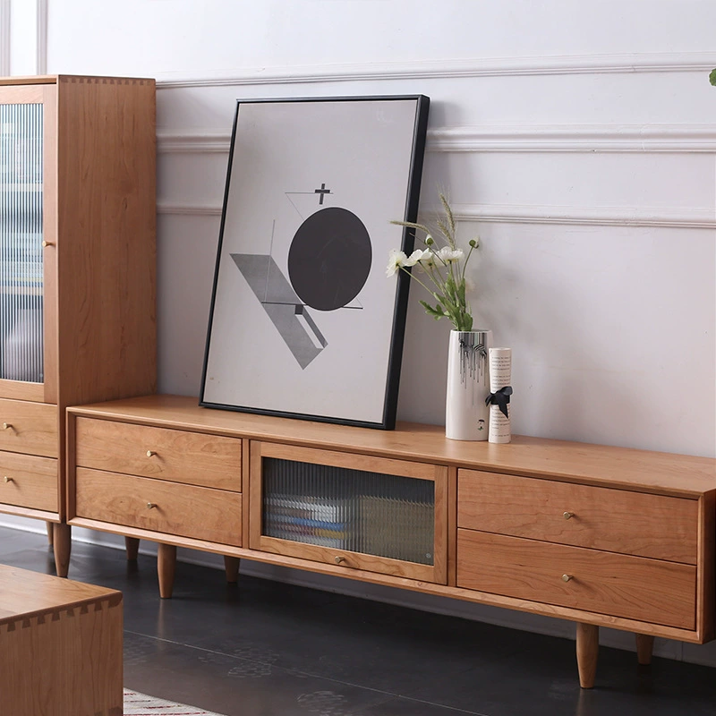 Nordic полностью из массива дерева вишневого дерева, светильник для телевизора, роскошный японский стиль, простой ореховый бревно, экономичный боковой шкаф для маленькой квартиры