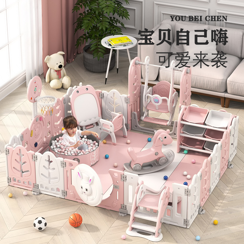 Rabbit Combination Game Fence Child Home Fence Baby Crawling Protection Ground School Walking Versatile Park Pink