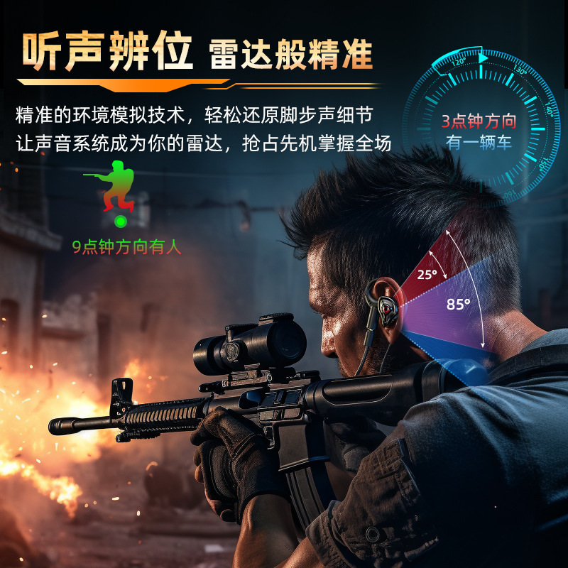 auriculares de juego de deportes electrónicos modelo privado sin retraso comer pollo computadora delta acción fps consola de juego auriculares cableados