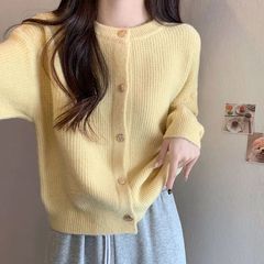 2025秋冬新款圆领针织外套女韩版小香风温柔气质时尚上衣毛衣开衫