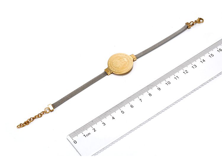 1 Piece Quantity Daily Occasion Real Gold Plated Human Round 304 Stainless Steel Simple Style Waterproof Non Tarnish Bracelets