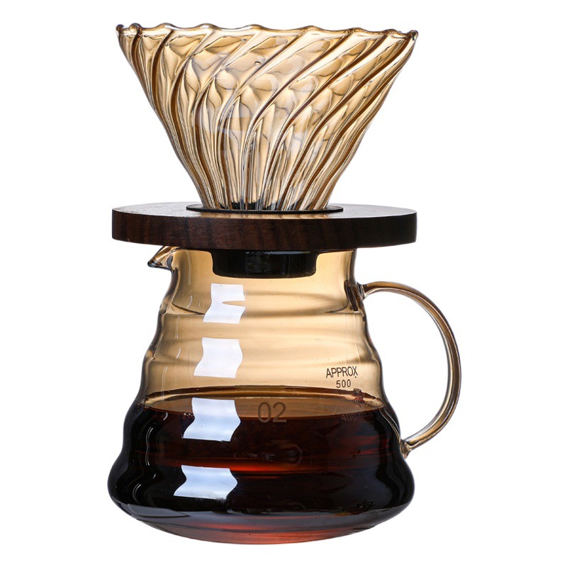 Hecho a mano de estilo japonés marrón mini cafetera traje moderno simple hogar manual de gran capacidad de vidrio cafetera