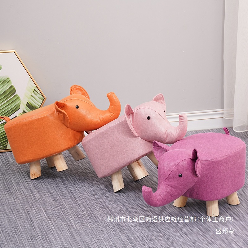 Fábrica directa taburetes para niños taburetes para animales taburetes de madera sólida para cambiar zapatos taburetes creativos pequeños taburetes de casa sala de estar dibujos animados lindos