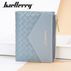 Baellerry Women's Short Wallet Woven Color-Block Zipper Coin Purse Fashion Card Holder Women's Wallet