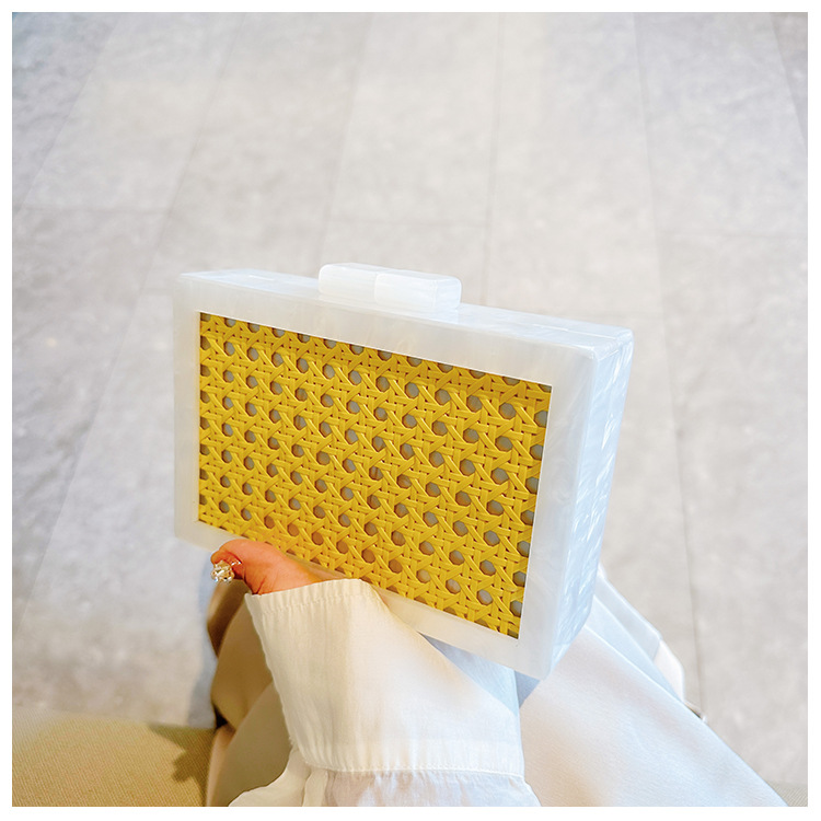 New fashionable green wicker acrylic bag for cross-border foreign trade women, evening bag, single-shoulder crossbody banquet clutch undefined