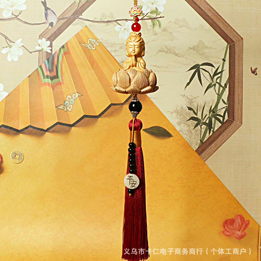 Rosary Beads Hanging – Mu Ding Yao Car hanging - long-tassel-guanyin-burgundy