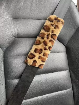 Seat belt shoulder pad — Seatbelt Shoulder Pads Imitation Rex - camel-leopard-print
