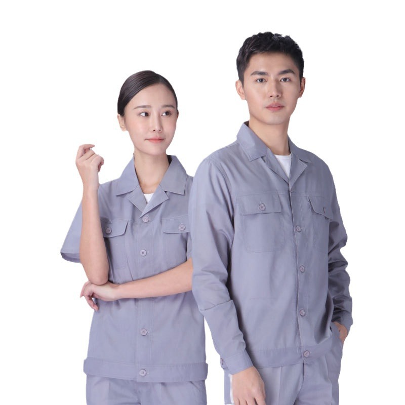 Traje de popelina de algodón de poliéster logotipo impreso fábrica taller fábrica ropa sitio de construcción ropa de protección laboral mantenimiento máquina de reparación de ropa