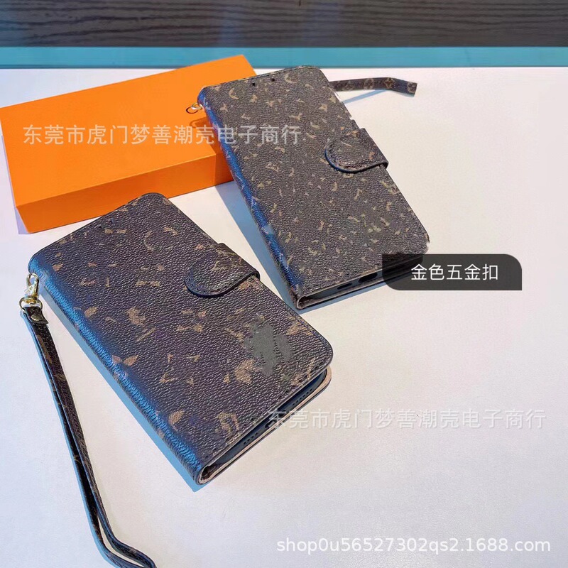 Trendy Brand Leather Case Full Covering Mobile Phone Case Flip Magnetic Button Apple 16promax Soft Case European and American Brand 15/13