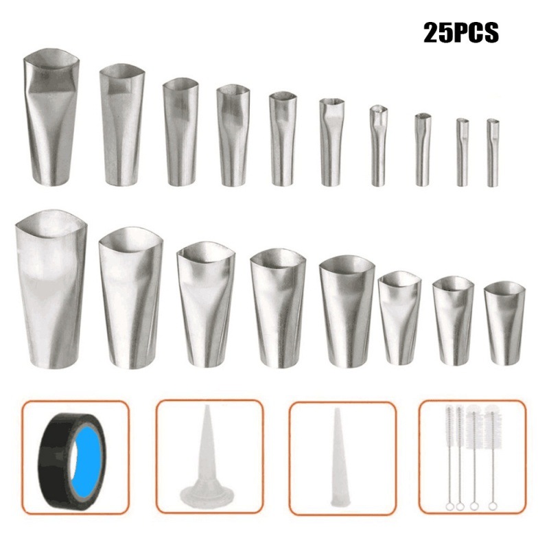 跨境25件美缝涂抹工具不锈钢填缝喷嘴清洁毛刷密封胶清理工具