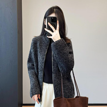 柜面精品款！100羊毛圈圈纱双头拉链立领显瘦保暖外套女25秋冬新