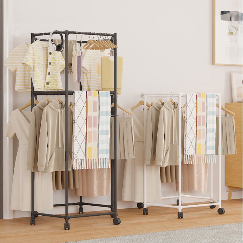 Hot Selling Hexagonal Ring-Shaped Household Floor-Standing Rotating Clothes Hanger Dormitory Clothes Drying Rod Bedroom Multi-Functional Thick Clothes Drying Rack