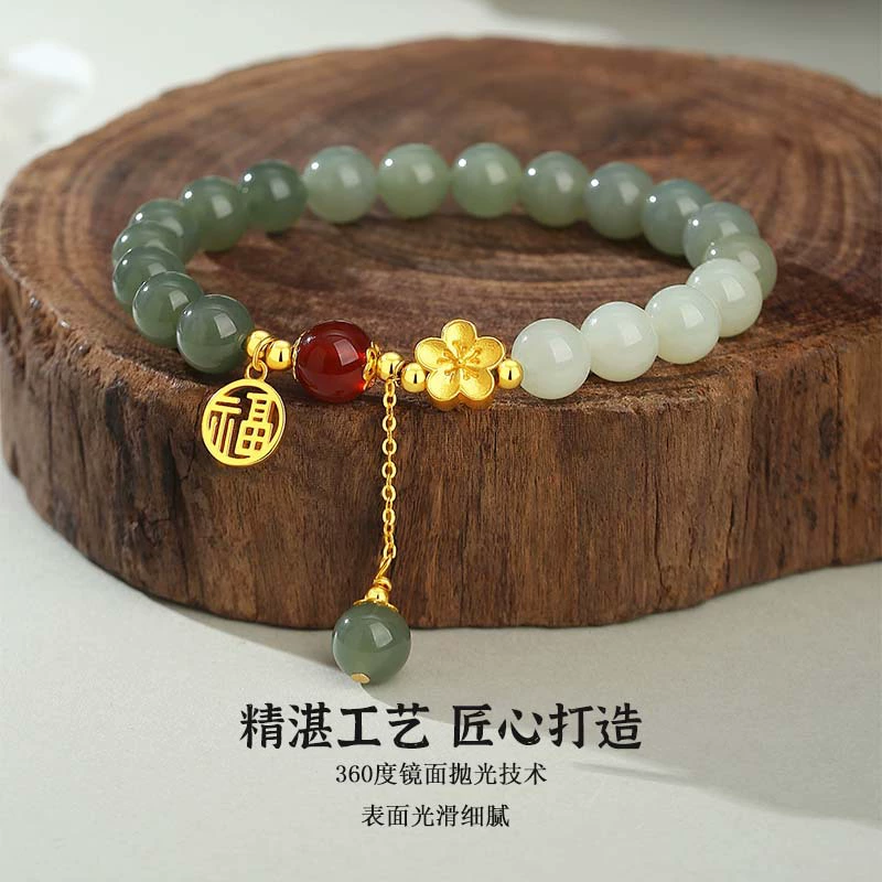 Серебряный браслет из агата , jade, аксессуар, образец серебра 925, китайский стиль