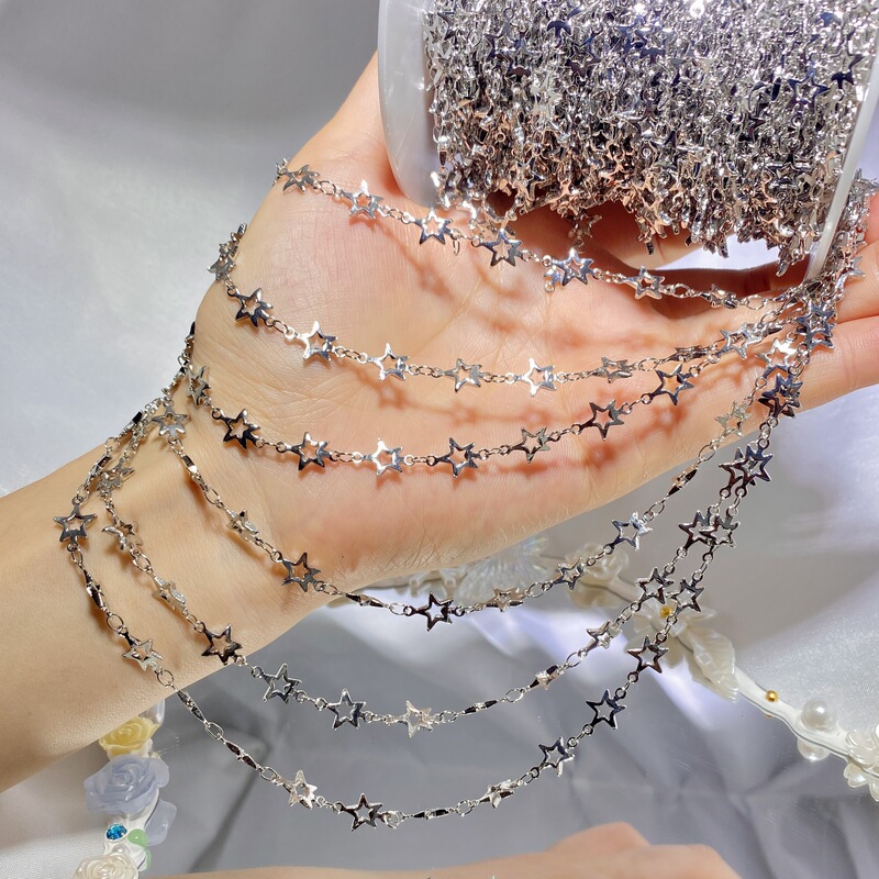 DIY Chain Hollow Five-Pointed Star Chain Star Chain Ancient Style Hanfu Material Wind Chime Hairpin Lolita Accessories