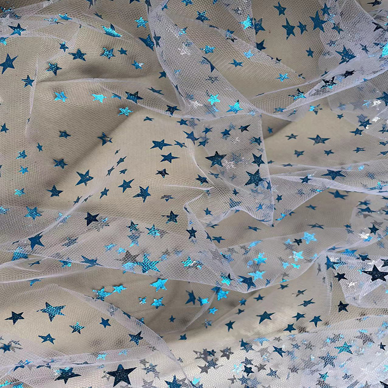 新款精美锦纶幻彩婚纱礼服炫彩星星点点网布花束包装轻柔网纱批发