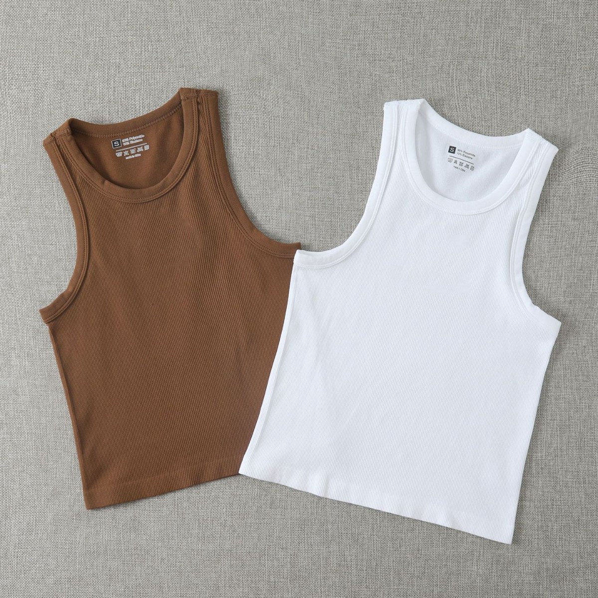 Geribbelde gebreide tanktop voor dames – Nauwsluitende, lange camisole om te combineren met andere kledingstukken (3 neutrale kleuren) – Lichtgewicht en veelzijdig_voghion.com