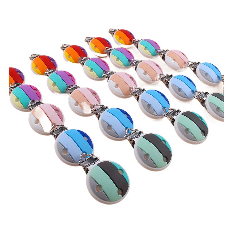 Nuevo bebé suministros calmante arco iris de silicona pezón anti-caída clip de cadena AliExpress Nuevo en Amazon
