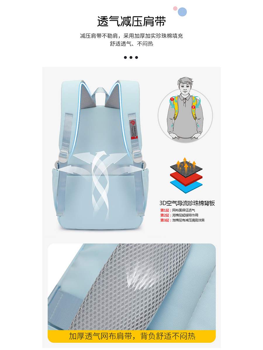 Peces naturales nuevos niños de la escuela primaria mochila Grado tres a seis niñas ligero colegio femenino