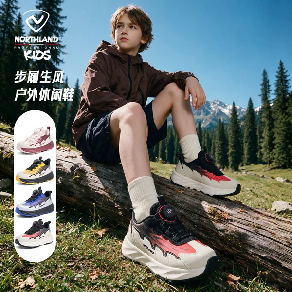 Noshilan children's outdoor sports shoes 2026 spring and autumn new non-slip leather hiking and climbing shoes for girls and teenagers
