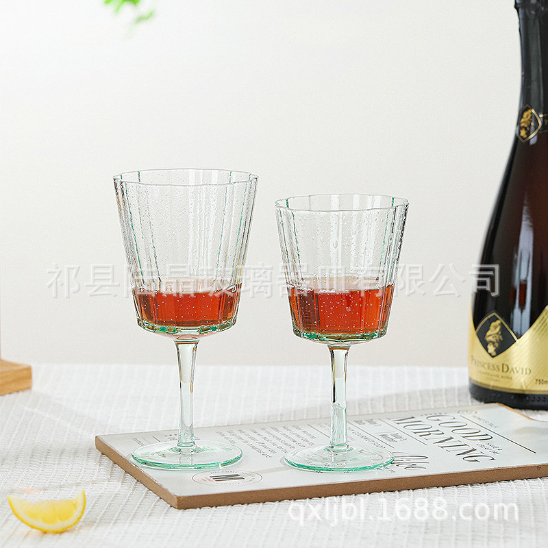 Verde fresco calabaza burbuja vidrio vino vidrio calabaza boca vidrio copa de vino copa de cristal de champán