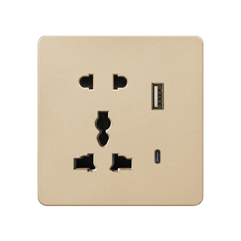 外贸欧标USB插座开关家用批发多功能一开13A插座五孔面板德式法式