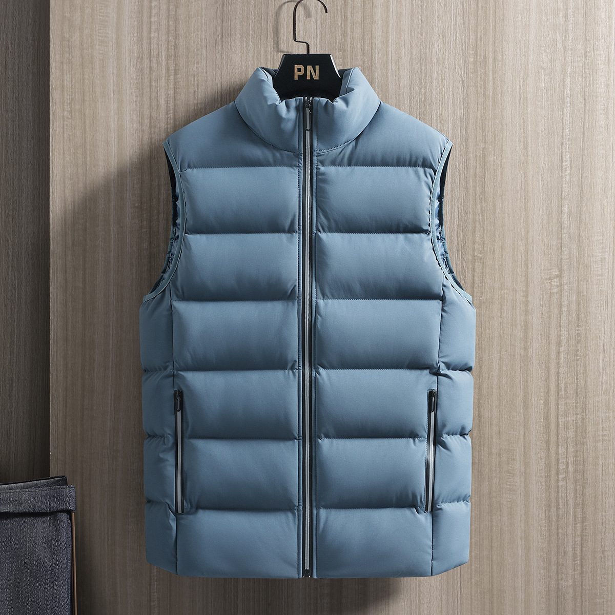 Invierno chaleco de algodón de pluma para hombres chaqueta de moda gruesa calentamiento hombro chaleco de pan de collar de caballo de collar de casualidad chaleco de vestir